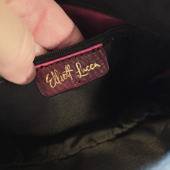 Vintage Elliott Lucca Gwen Burgundy Leather Maroon Gold Chain Crossbody Bag - Picture 2 of 6